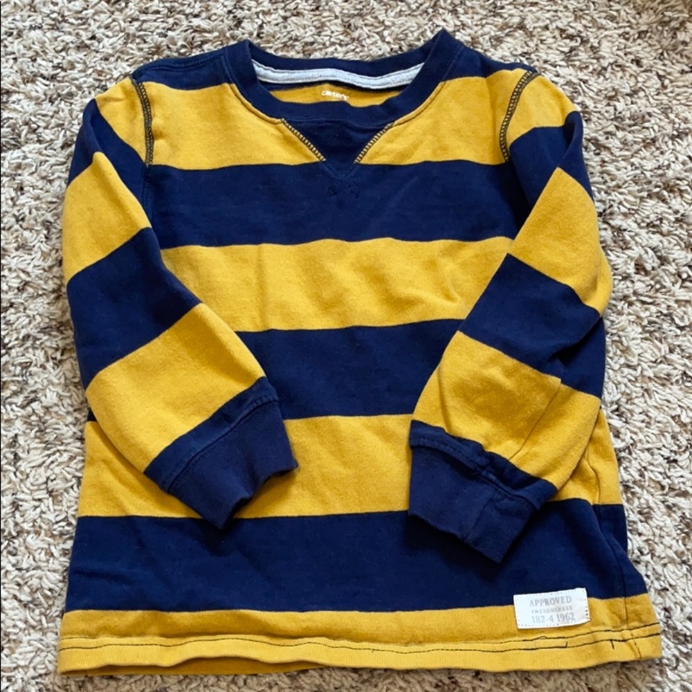 Blue and Yellow Striped long sleeve Cotton shirt